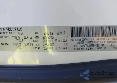 2017 Dodge Grand Caravan Se from USA, damaged, VIN 2C4RDGBG3HR854481